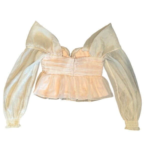 House of Harlow 1960 X REVOLVE Burna Blouse Cream Sz M Romantic Flouncy Coquette - Picture 4 of 16
